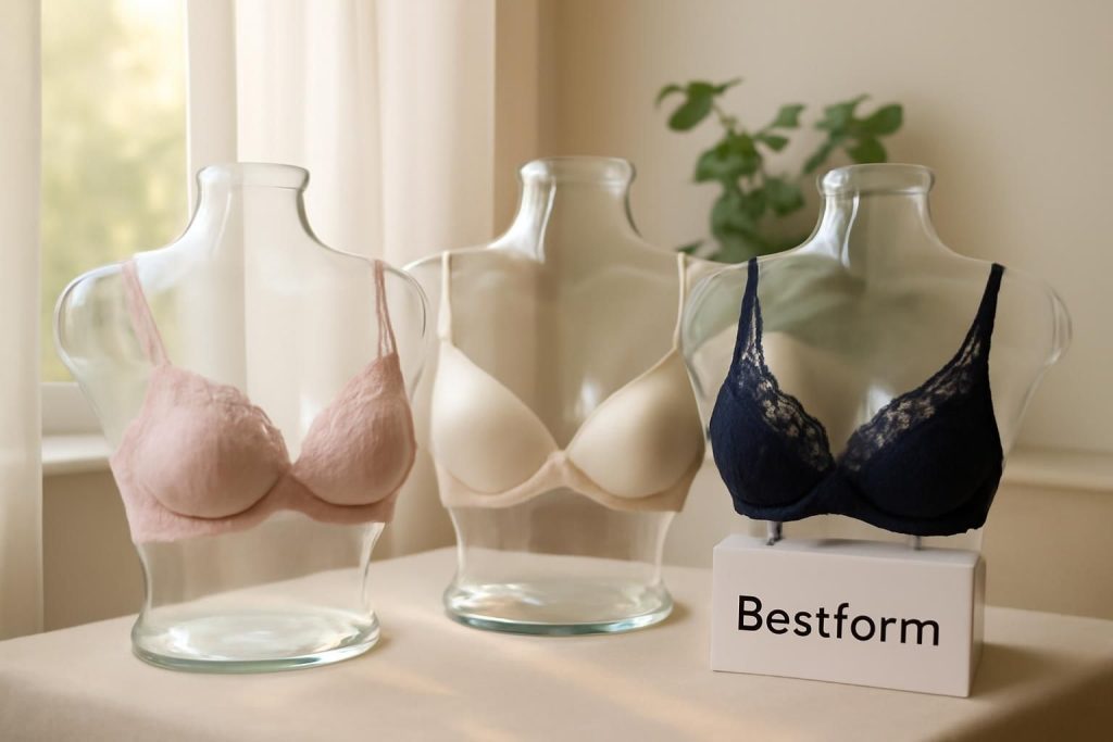 Découvrez les soutiens-gorge Bestform, conçus pour allier confort, élégance et qualité. Offrez à votre lingerie le soin qu'elle mérite avec nos modèles qui s'adaptent parfaitement à votre silhouette tout en ajoutant une touche de chic à votre quotidien.